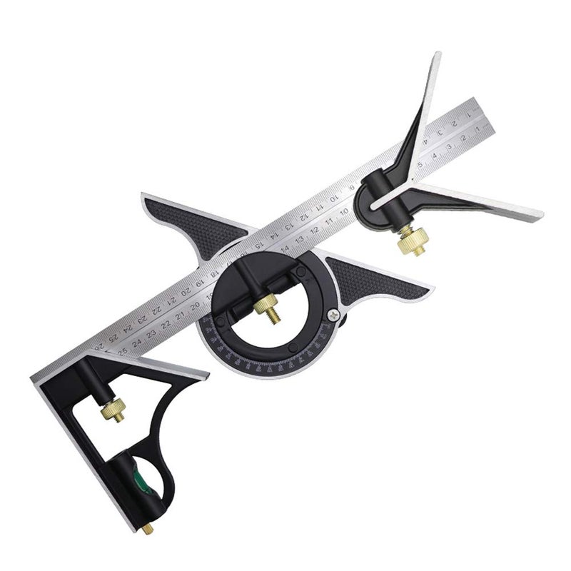 DUEBEL Combination Square - 12' Stainless Steel Multi-Function Carpentry Square with Right 90 Degree Angle Ruler - Image 1